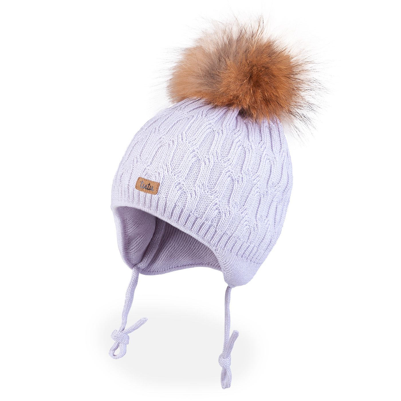 Húfa með dúsk - Merino ull