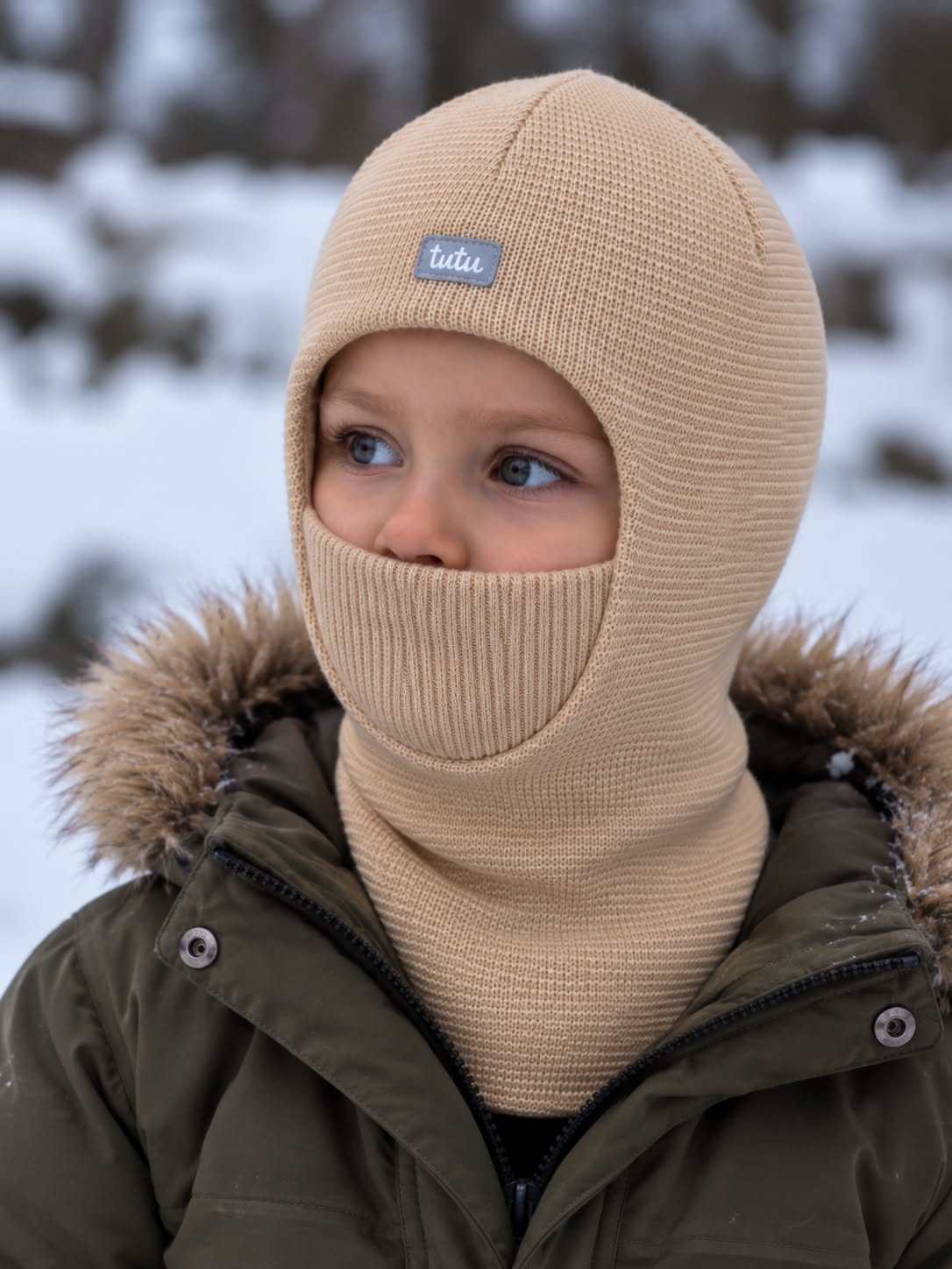 Lambhúshetta með hlíf yfir munn og höku - Merino ull
