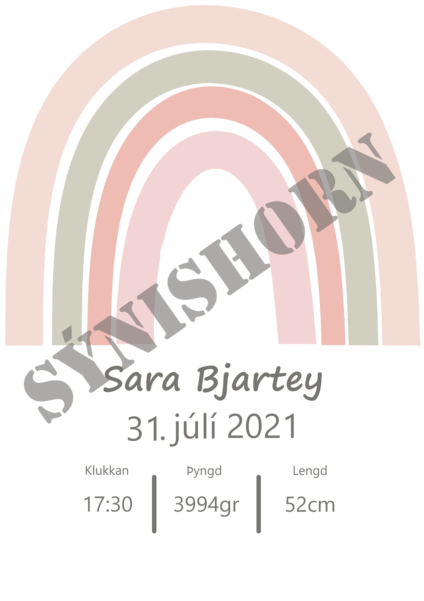 Fæðingarskjal - Bleikt