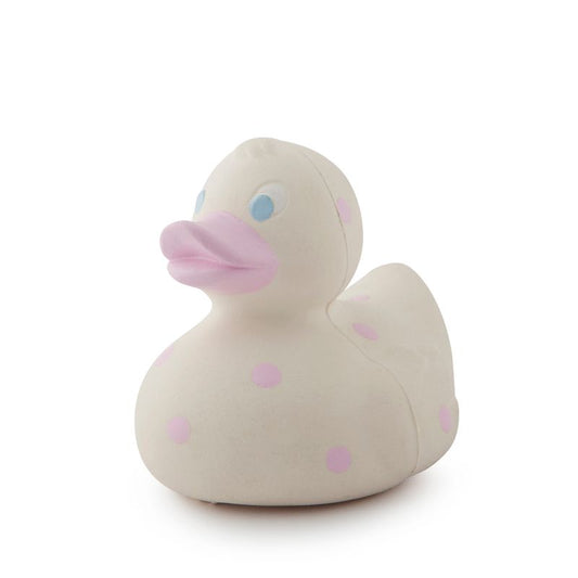 Baðdót - Elvis The Duck - Hvít með ljósbleikum doppum