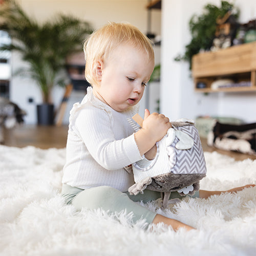 Koala þroskaleikfang – mjúkur skynjunarkubbur fyrir ungbörn