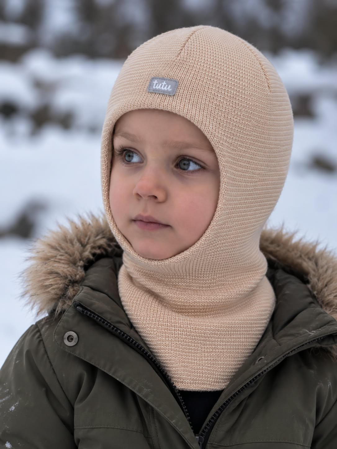 Lambhúshetta með hlíf yfir munn og höku - Merino ull