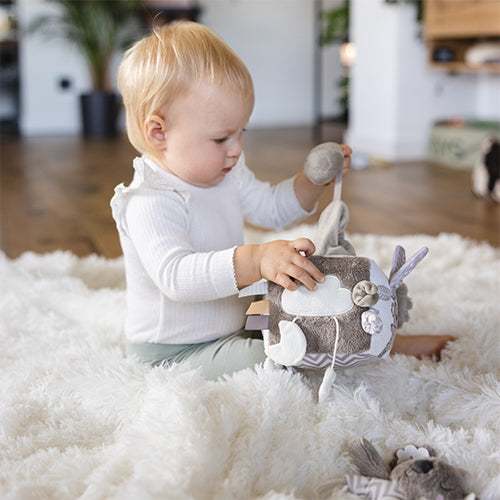 Koala þroskaleikfang – mjúkur skynjunarkubbur fyrir ungbörn